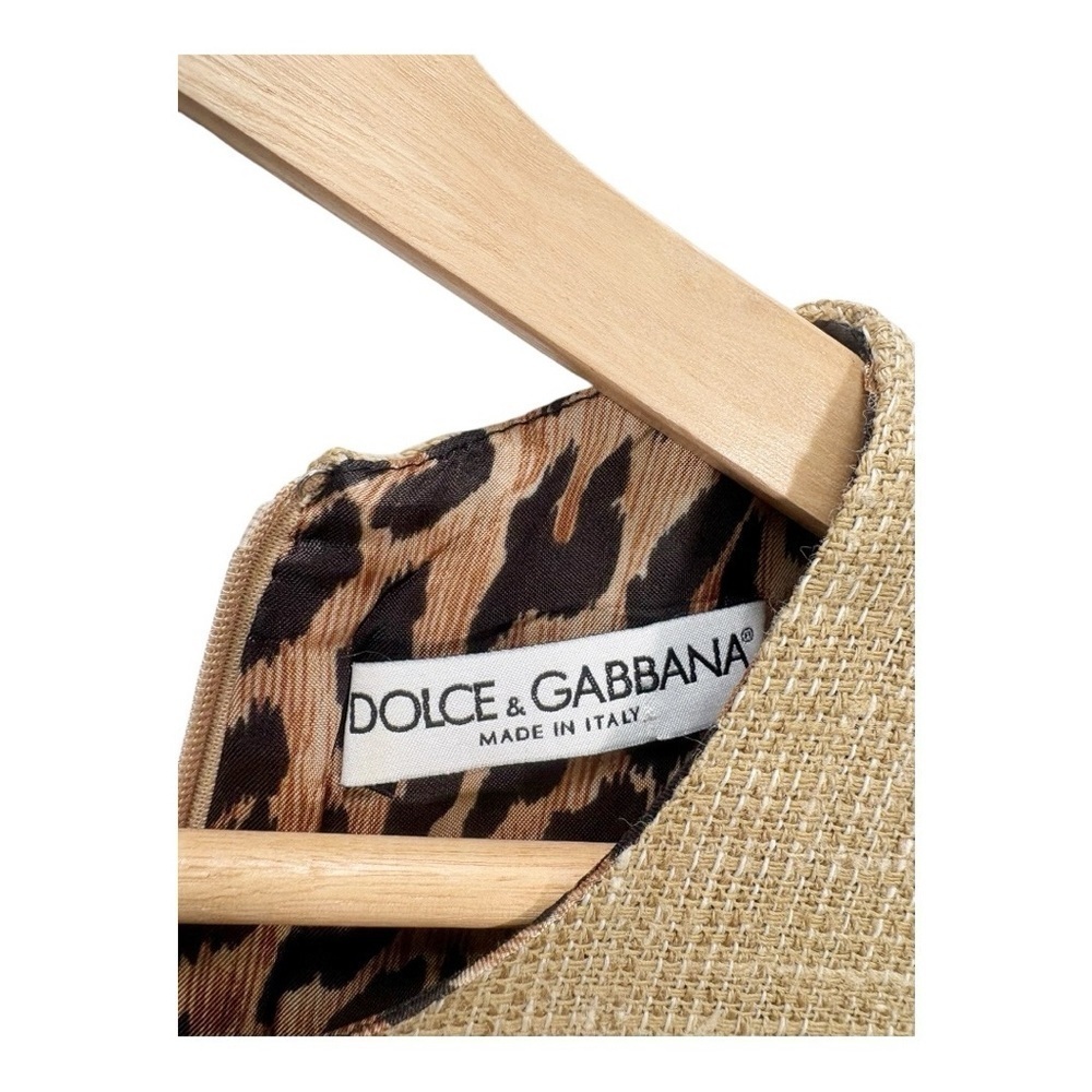Dolce & Gabbana Natural Tweed Sleeveless Shift Dress Size EU 40 - Picture 10 of 12